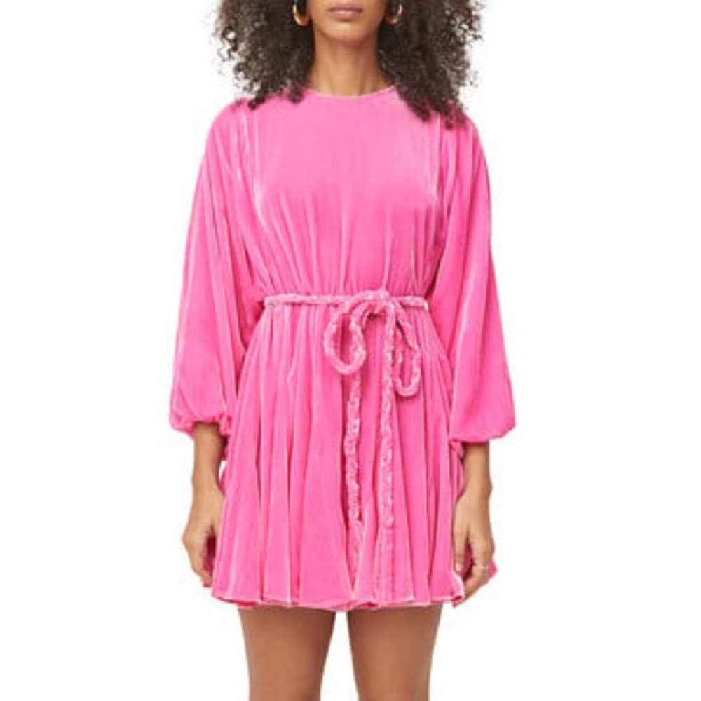 RHODE Bright Hot Pink Long Sleeve Mini Dress